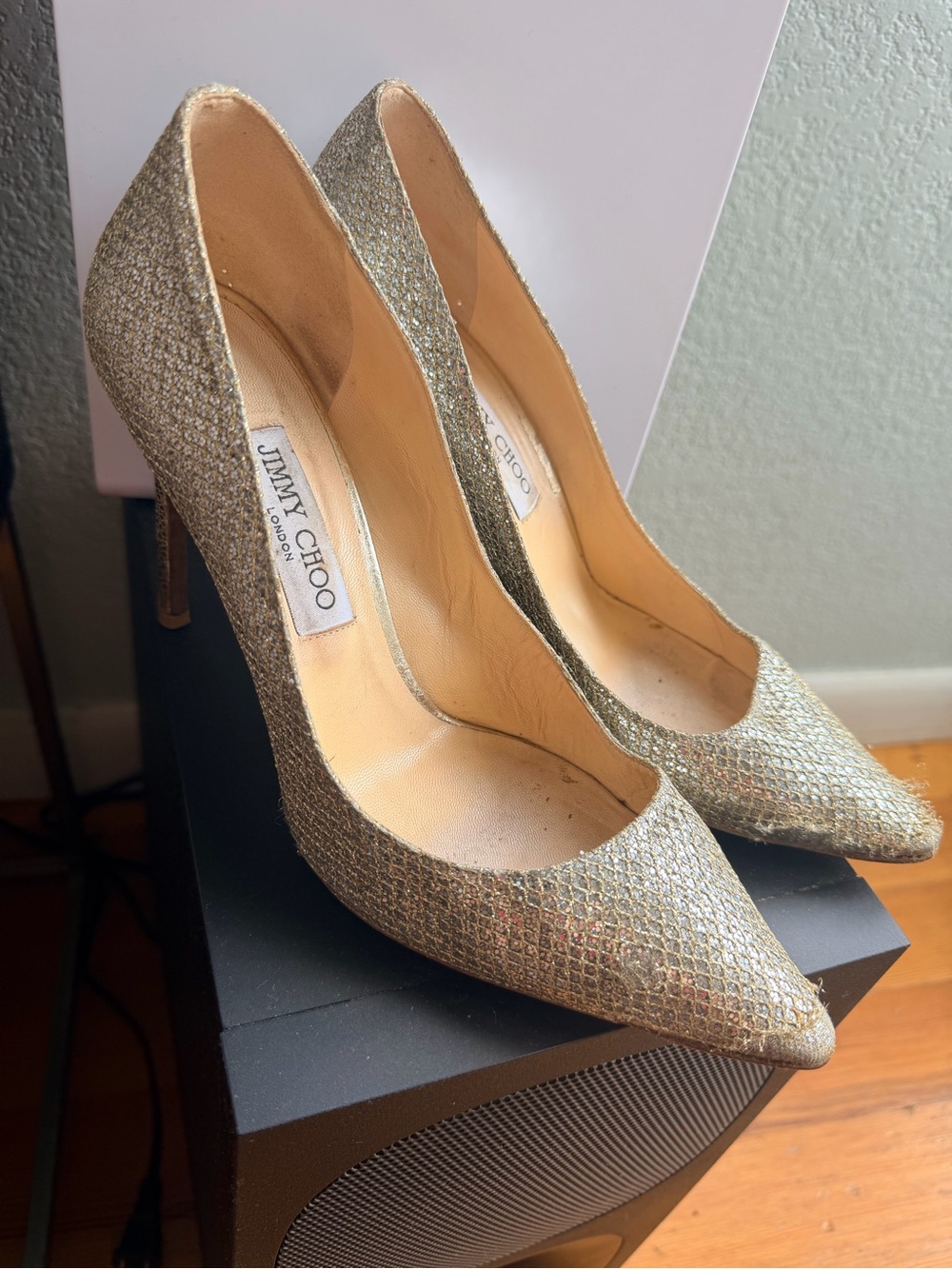Jimmy Choo Metallic Gold Pointed-Toe Pumps